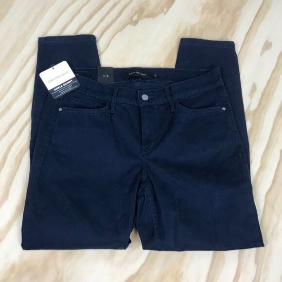 Calvin Klein Jeans Navy Bleu Straight Leg Cropped Ankle women Size 8 D31 - Picture 6 of 14